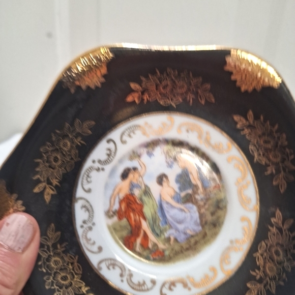 Stafford 1950's Bone China, Japan, Hand Painted Black Band w/gold Gilded,Cup&Sau - Picture 3 of 6